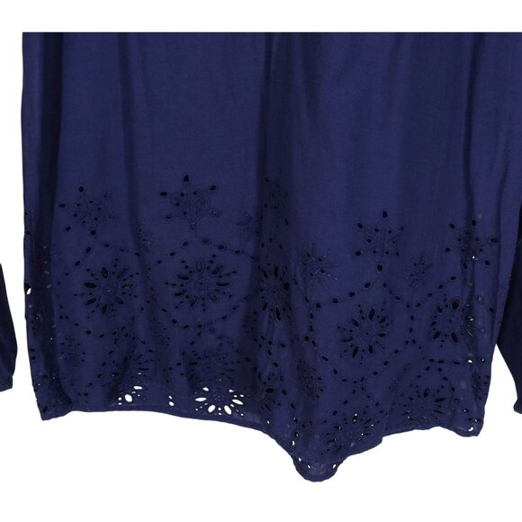 LILLY PULITZER Elsa Eyelet Long Sleeve V Neck Henley Top Size  S Preppy Boho - Picture 3 of 6